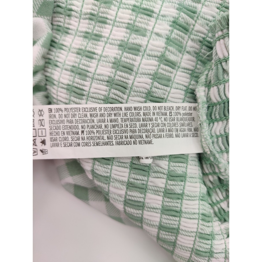 Forever 21 Green Gingham Plaid Smocked Waist V-Neck Crop Top Large - Picture 8 of 8